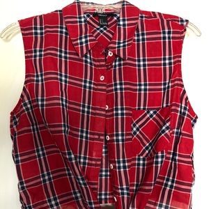 Forever 21 red plaid tie crop top